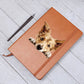Portuguese Podengo Pequeno Peeking - Vegan Leather Journal