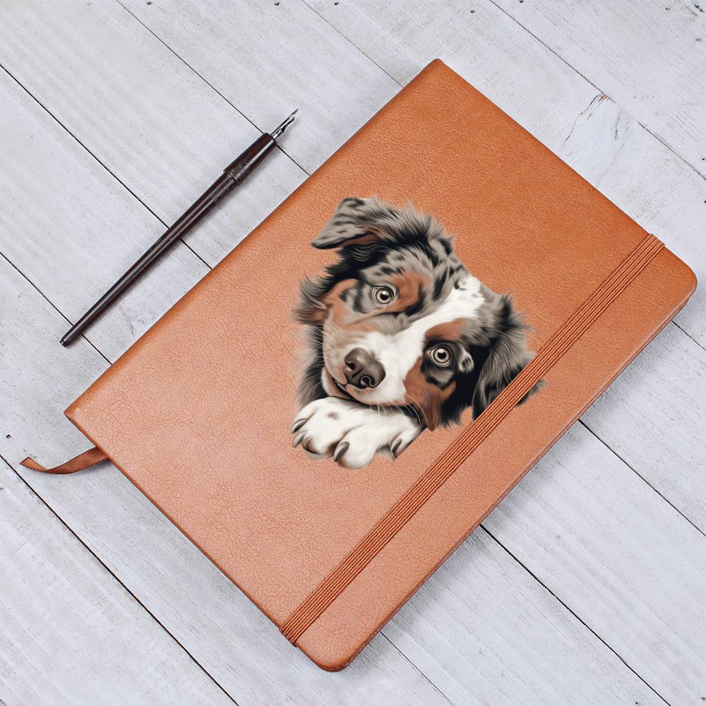 Australian Shepherd Peeking - Vegan Leather Journal