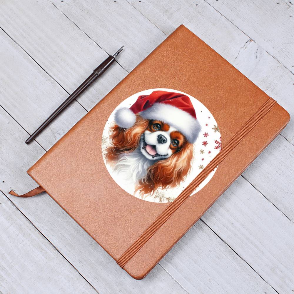 Christmas Dog - Cavalier King Charles Spaniel - Vegan Leather Journal