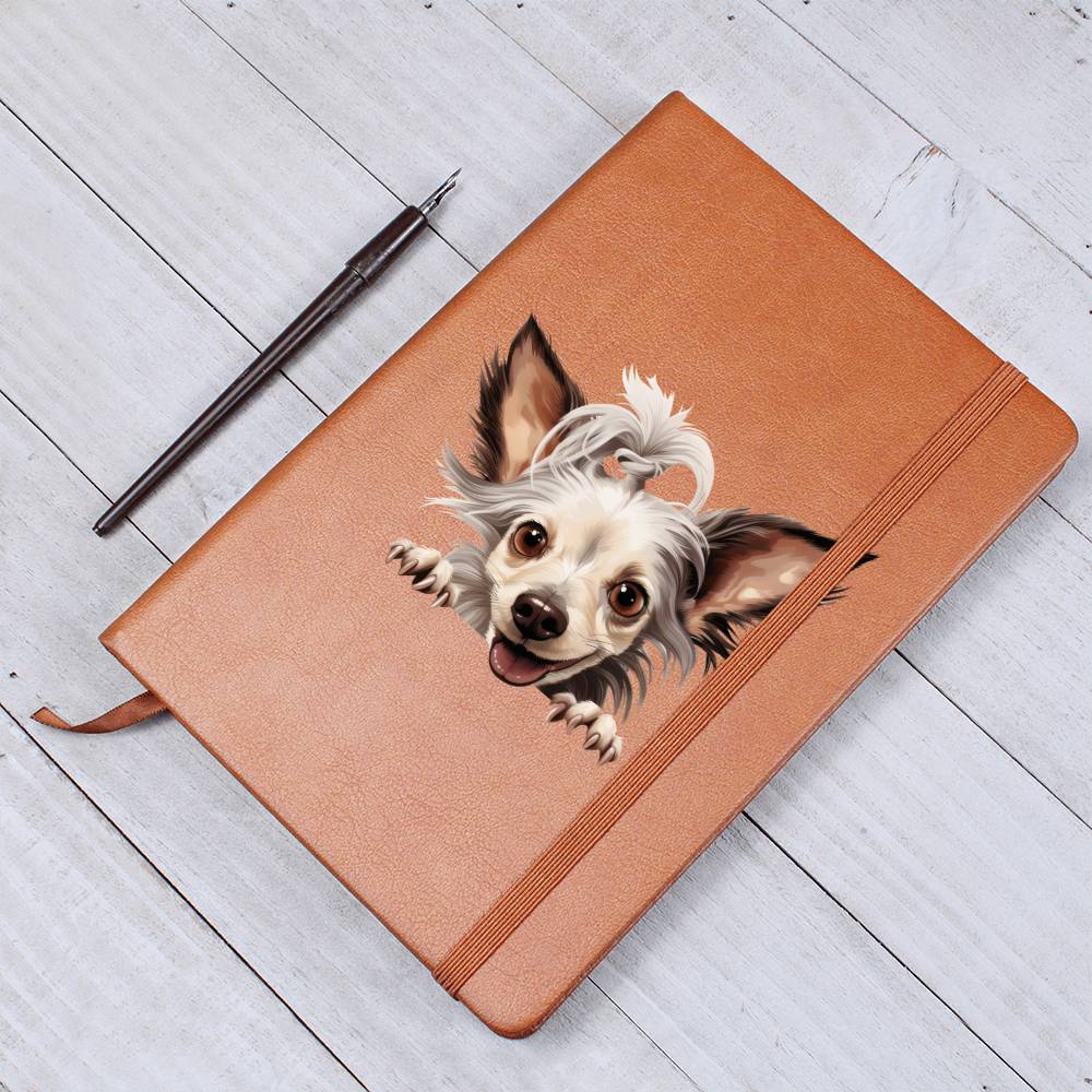 Chinese Crested Peeking - Vegan Leather Journal
