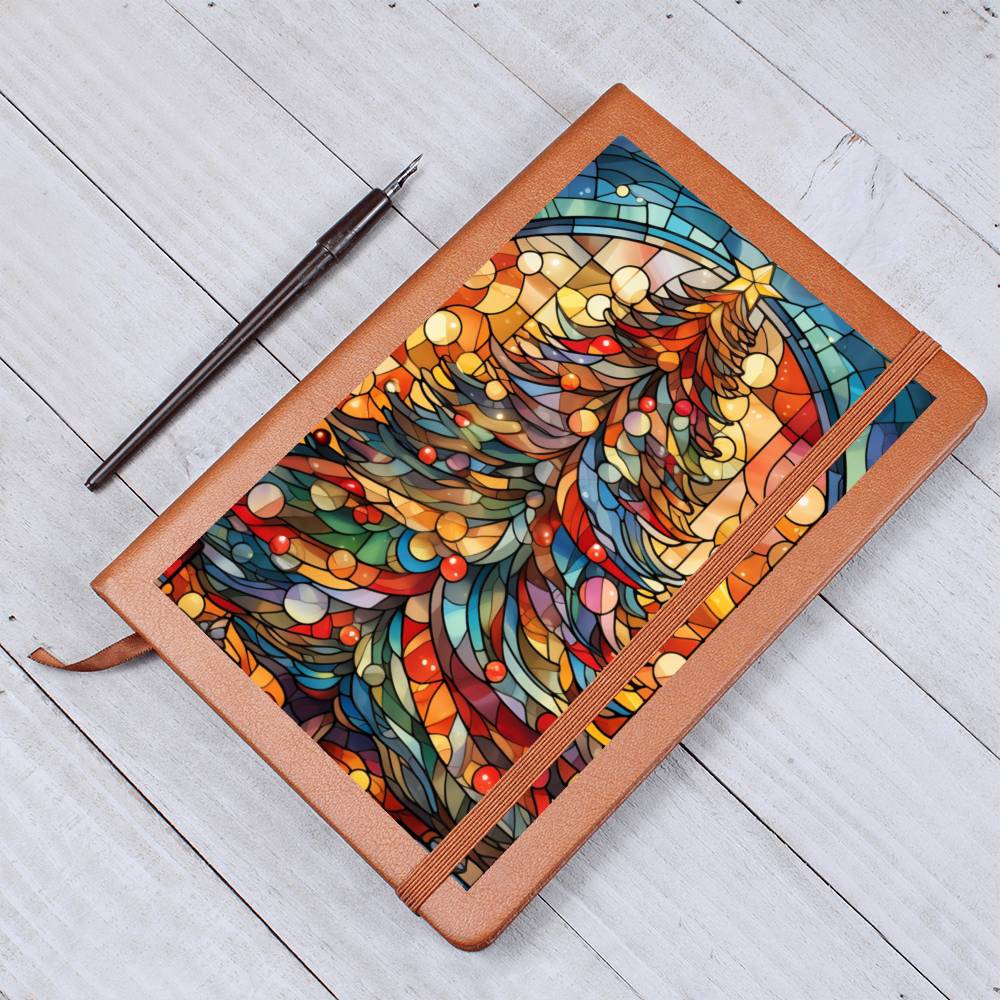 Christmas Stained Glass Design 029 - Vegan Leather Journal