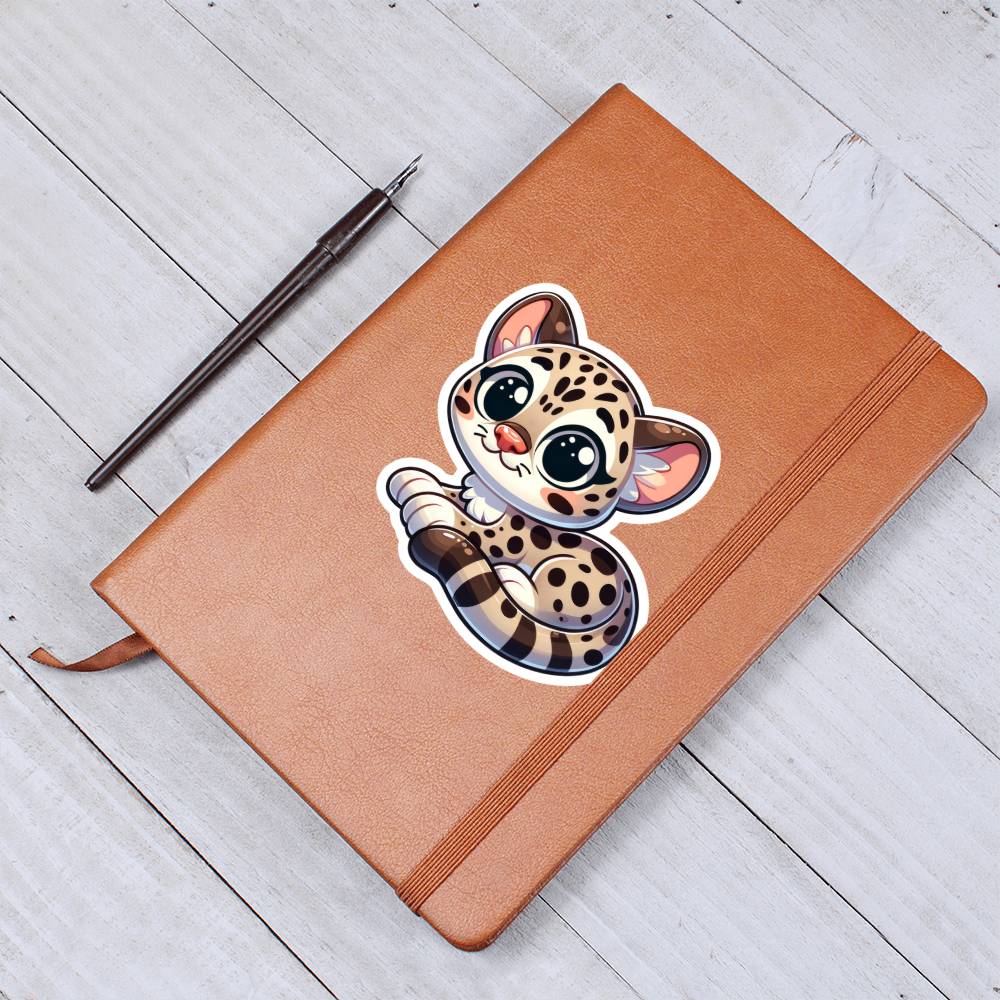 Cute Ocelot sticker 104 - Vegan Leather Journal