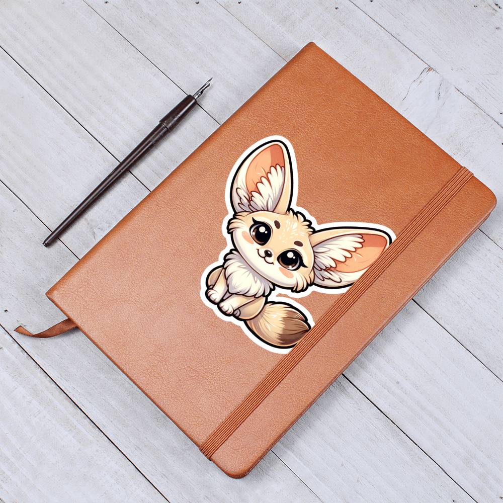 Cute Fennec Fox sticker 51 - Vegan Leather Journal