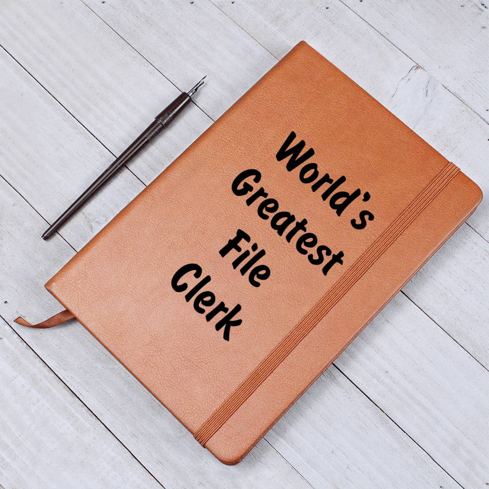 World's Greatest File Clerk v1 - Vegan Leather Journal