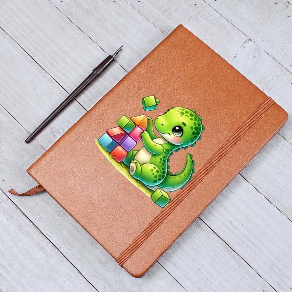 Colorful Baby Dinosaur 055 - Vegan Leather Journal