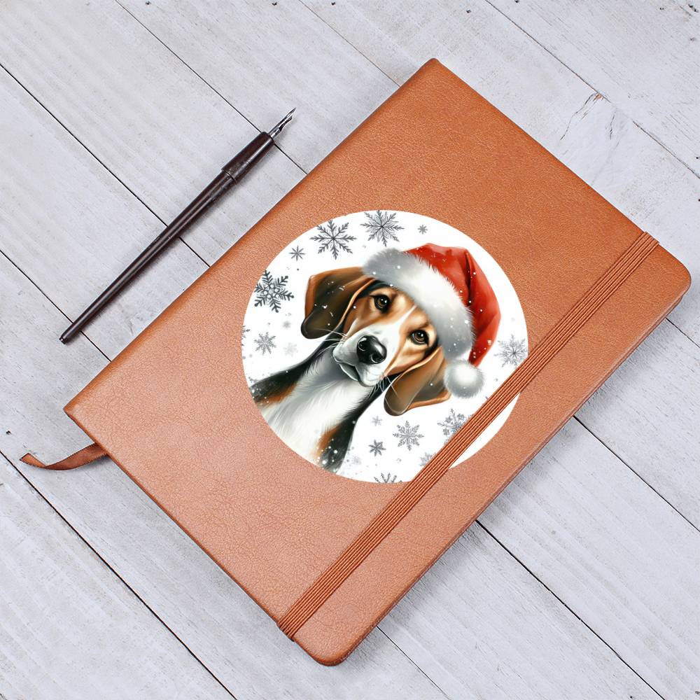 Christmas Dog - American Foxhound  - Vegan Leather Journal