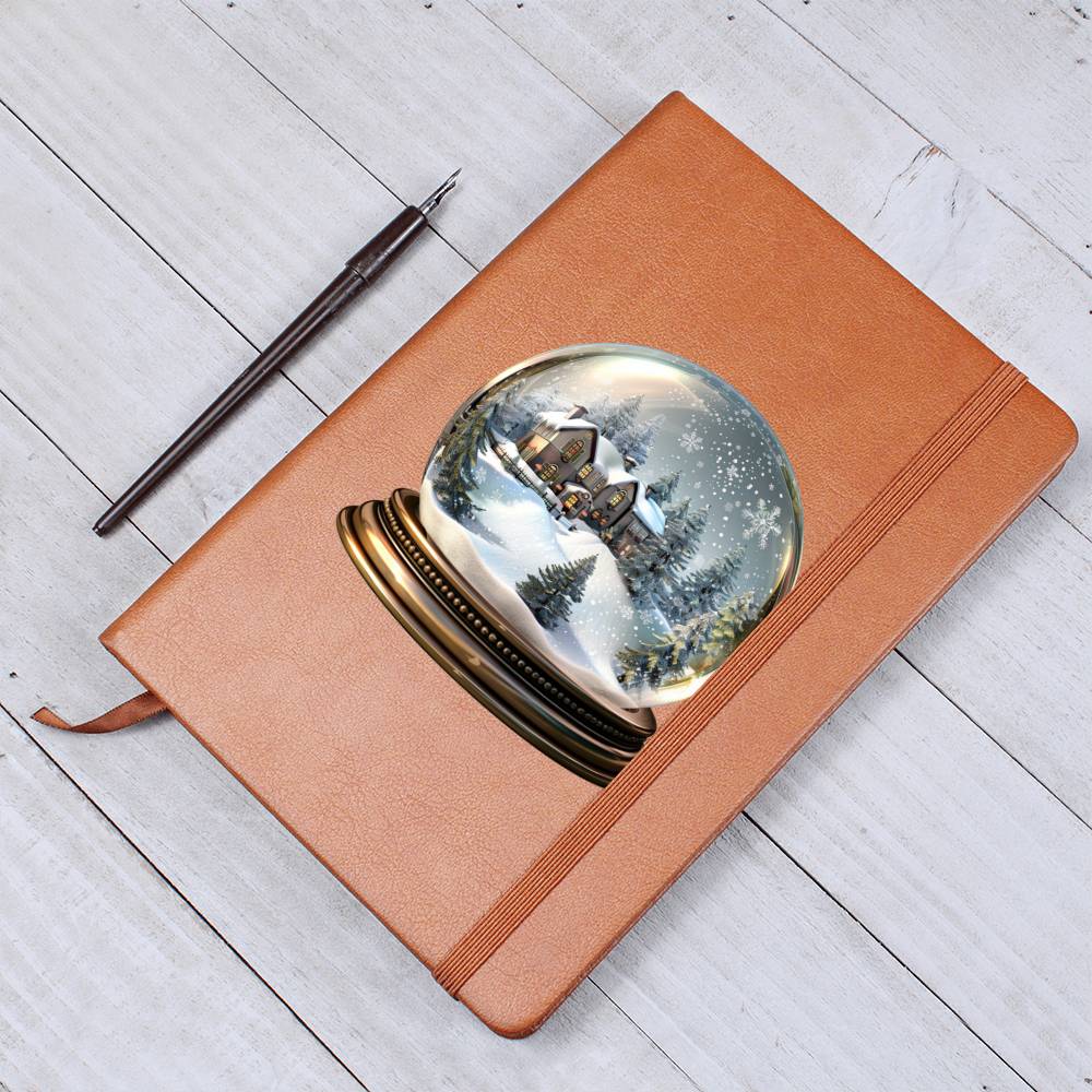 Watercolor Christmas Snow Globe 036 - Vegan Leather Journal