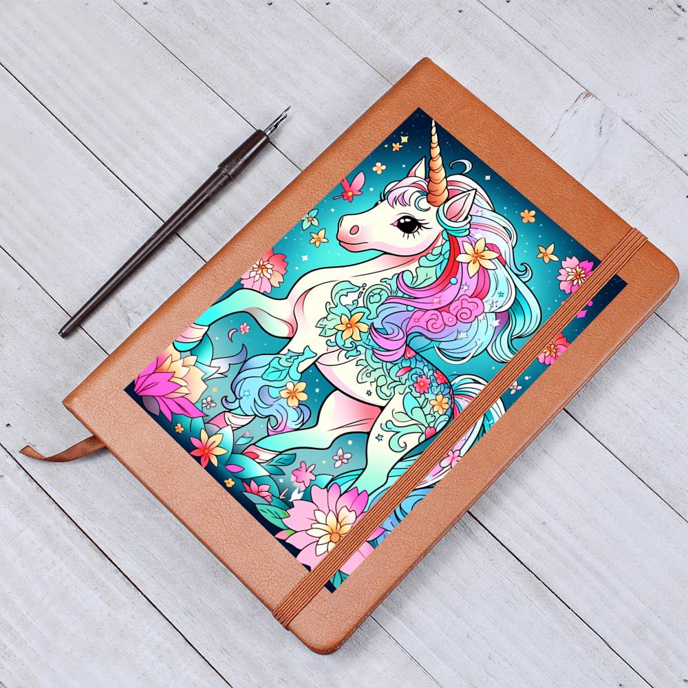 Cute Unicorn 056 - Vegan Leather Journal