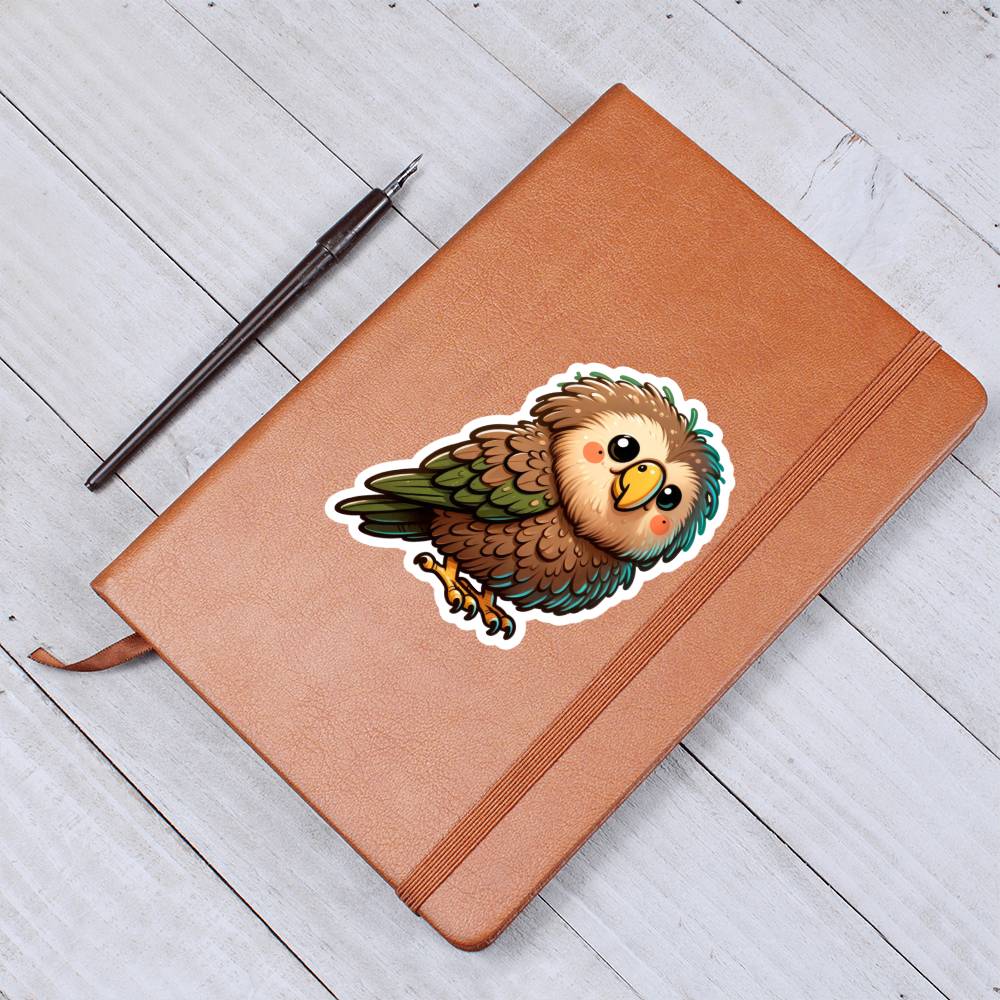 Cute kakapo sticker 76 - Vegan Leather Journal