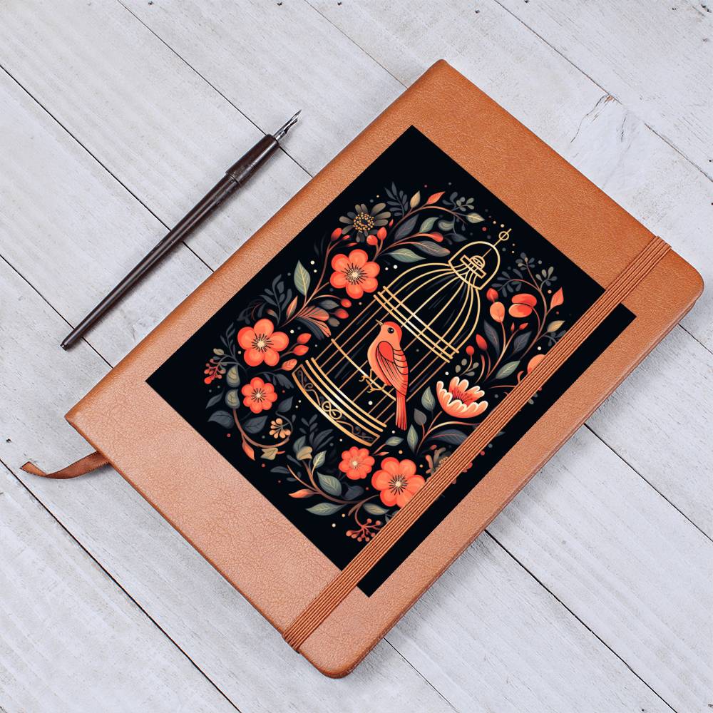 Birds And Floral Design 159 - Vegan Leather Journal