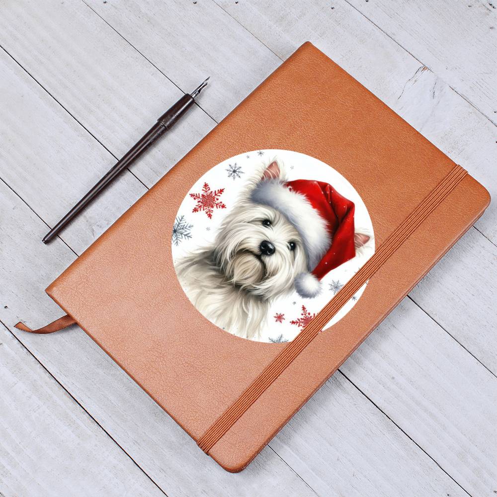 Christmas Dog - West Highland White Terrier - Vegan Leather Journal