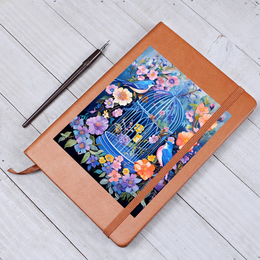 Birds And Floral Design 138 - Vegan Leather Journal
