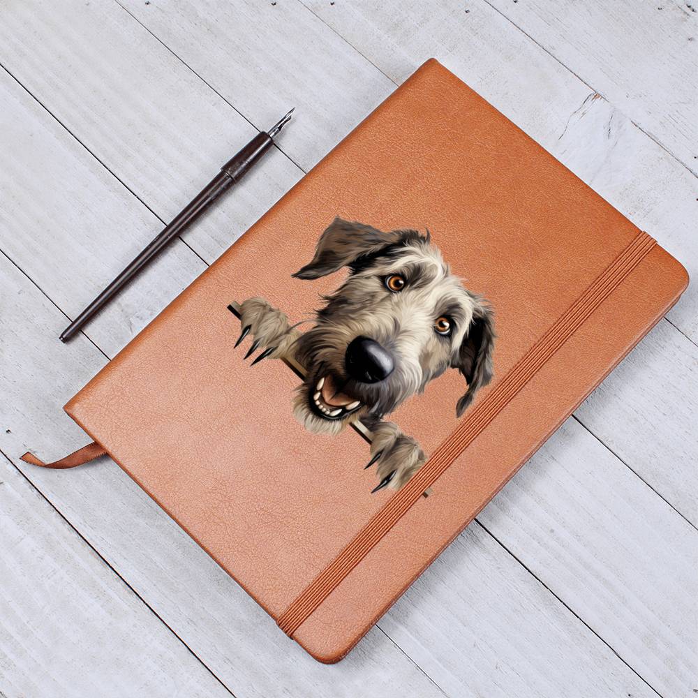 Irish Wolfhound  Peeking - Vegan Leather Journal