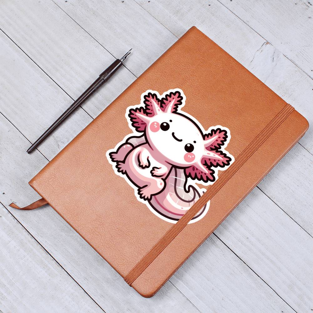 Cute Axolotl sticker 07 - Vegan Leather Journal