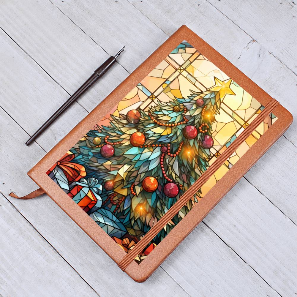 Christmas Stained Glass Design 023 - Vegan Leather Journal