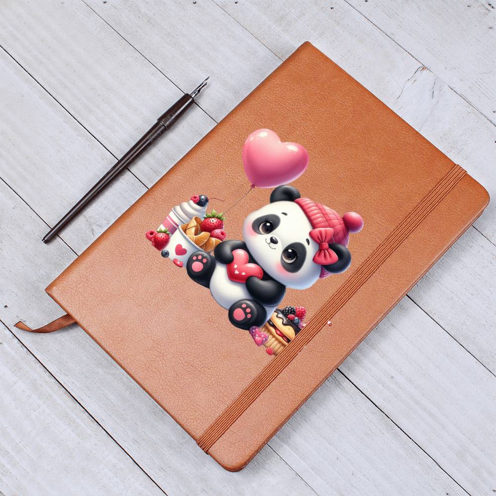 Valentine's Day Panda 005 - Vegan Leather Journal