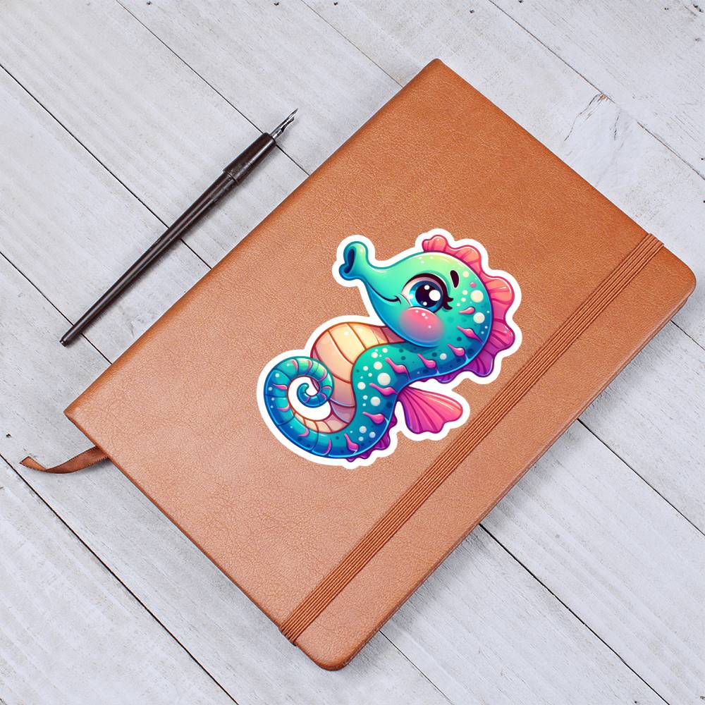 Cute Seahorse sticker 159 - Vegan Leather Journal