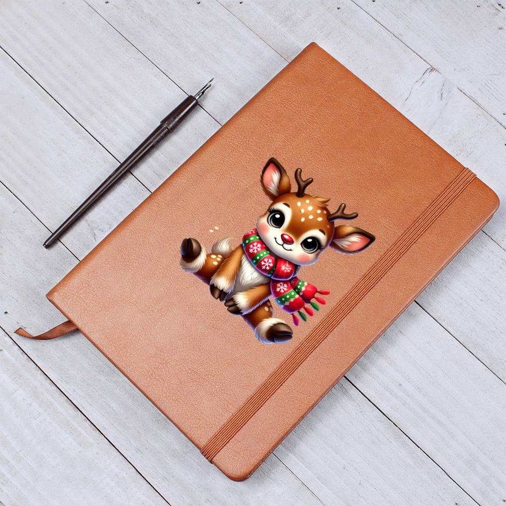 Cute Christmas Reindeer 007 - Vegan Leather Journal