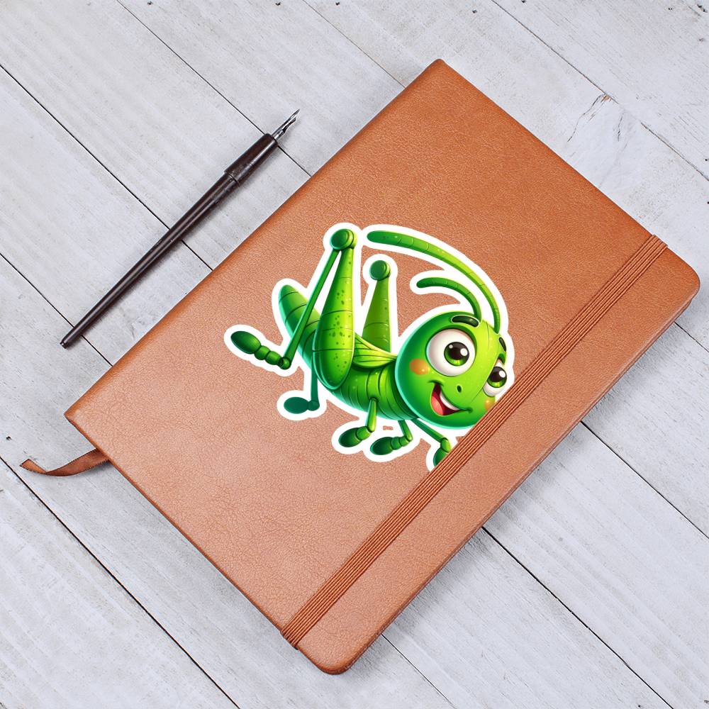 Cute Grasshopper sticker 64 - Vegan Leather Journal