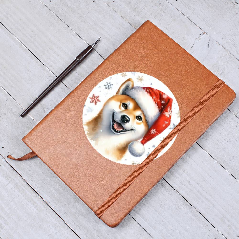 Christmas Dog - Shiba Inu - Vegan Leather Journal