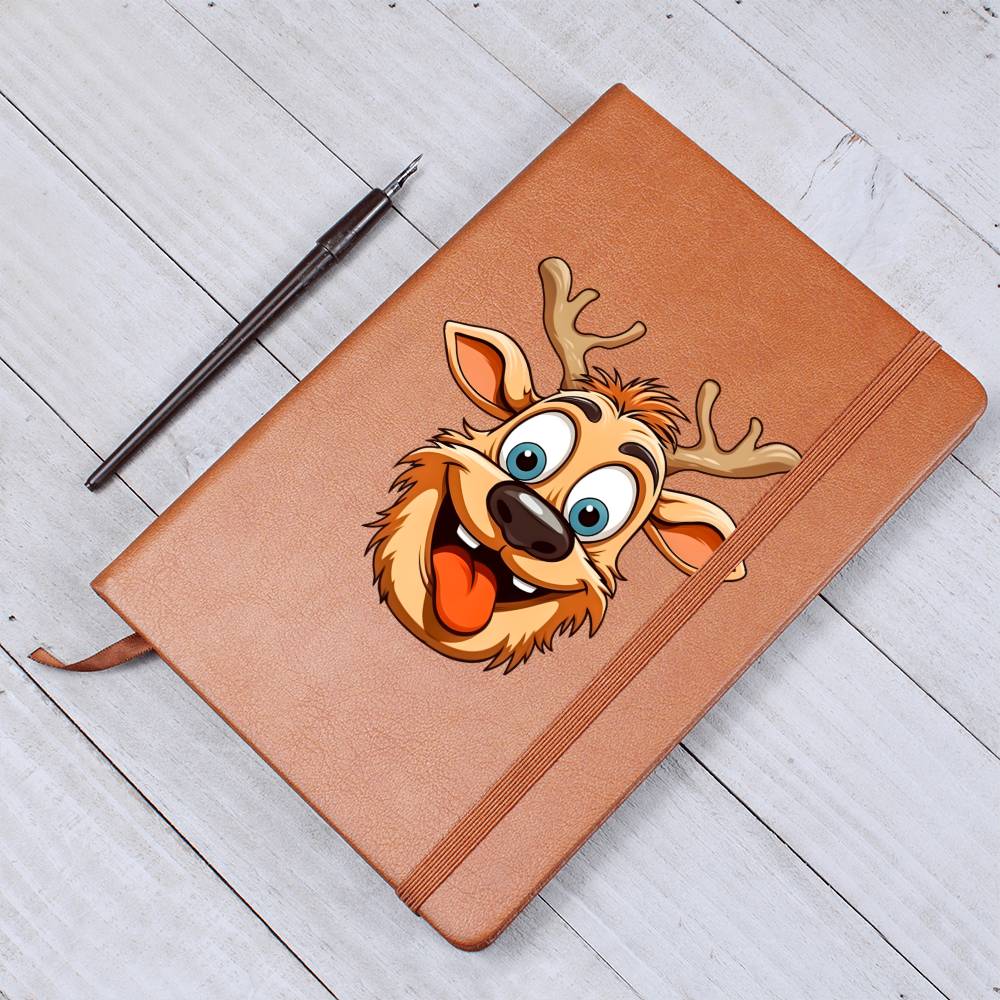 Funny Reindeer Face 07 - Vegan Leather Journal