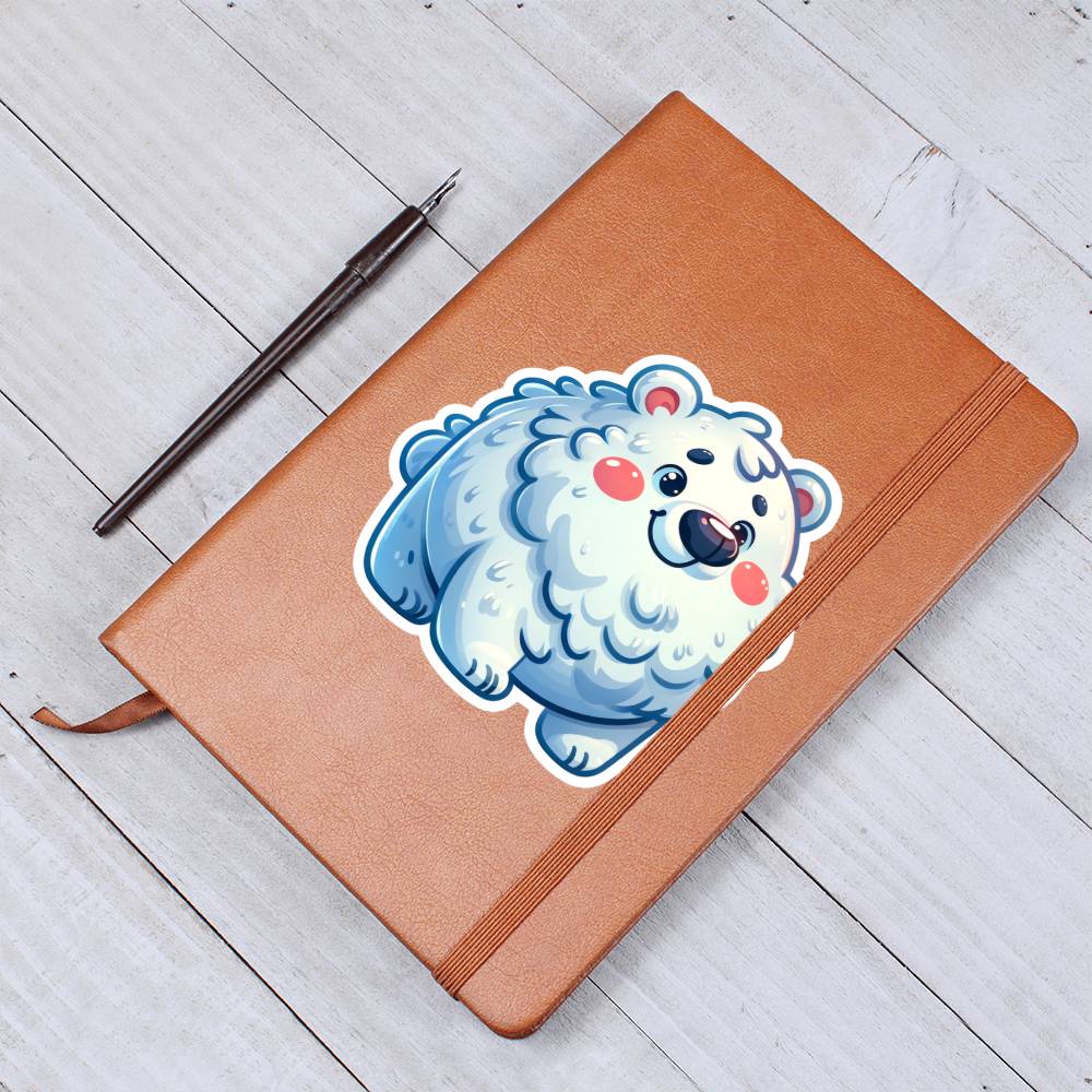 Cute Polar bear sticker 129 - Vegan Leather Journal