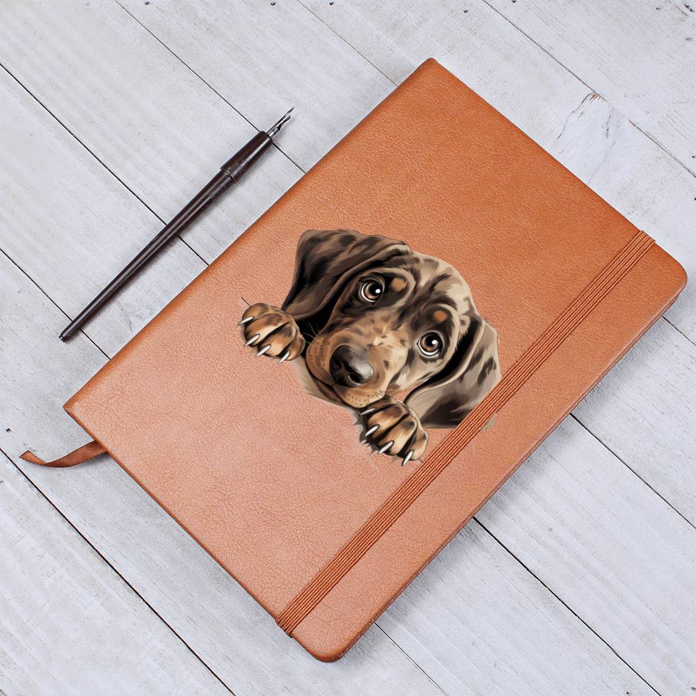 Plott Hound Peeking - Vegan Leather Journal