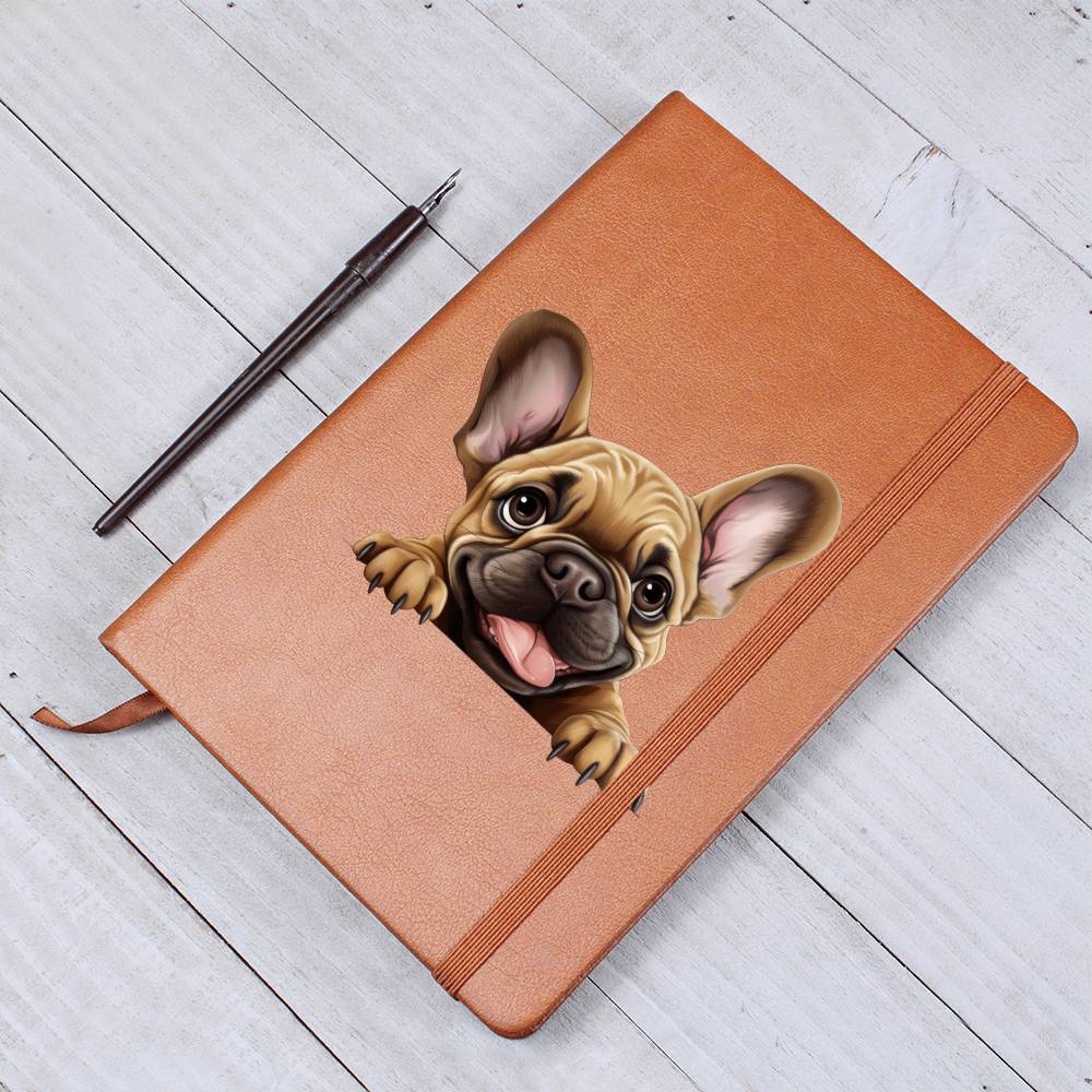 French Bulldog Peeking - Vegan Leather Journal