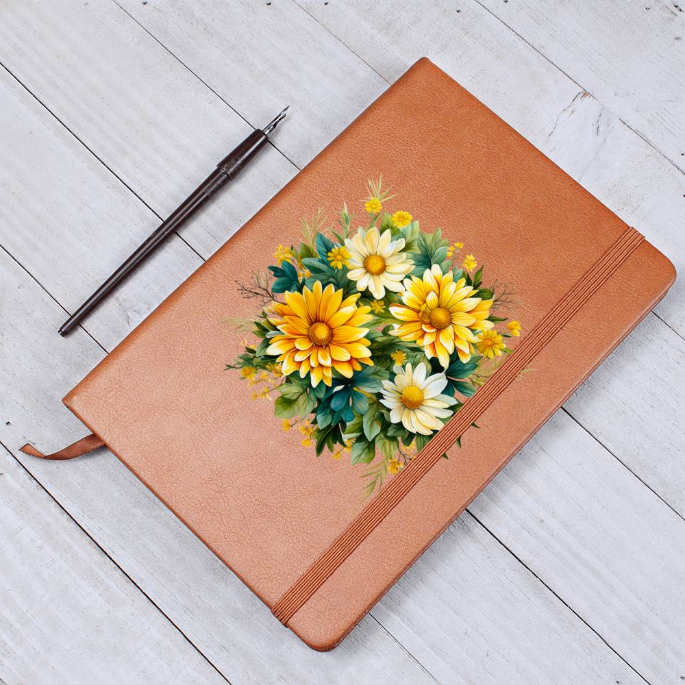 Floral Flower Wreath 037 - Vegan Leather Journal
