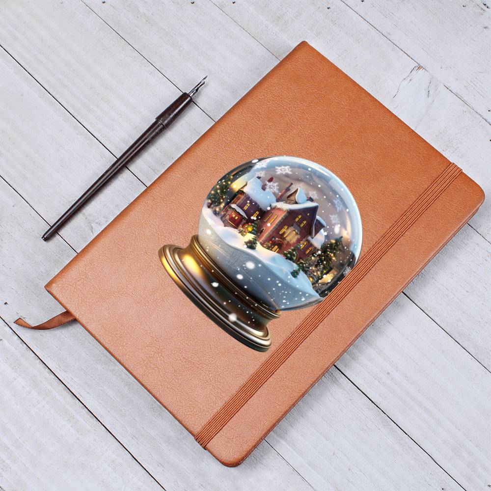 Watercolor Christmas Snow Globe 044 - Vegan Leather Journal
