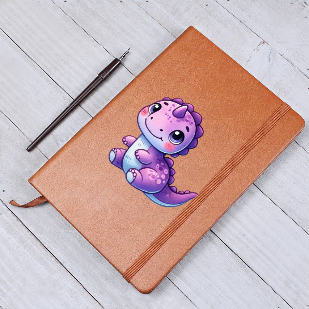 Colorful Baby Dinosaur 069 - Vegan Leather Journal