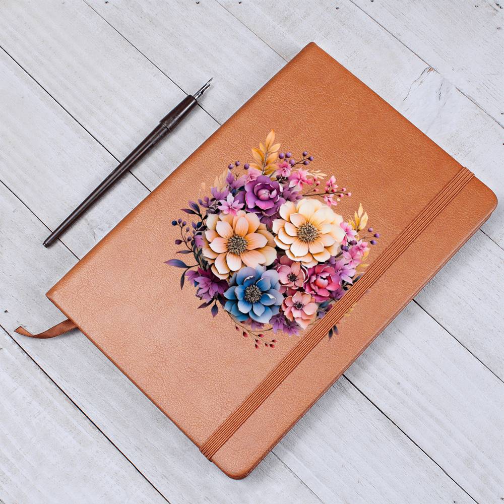 Floral Flower Wreath 070 - Vegan Leather Journal
