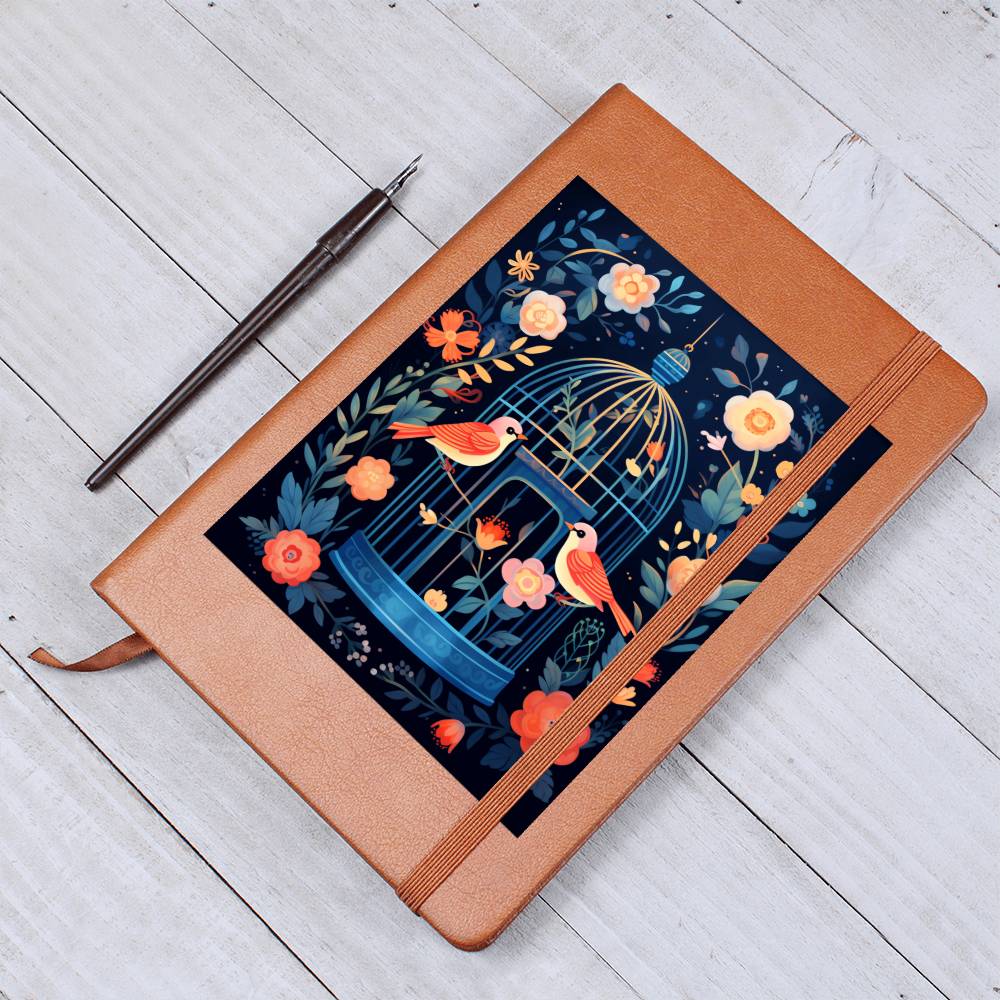 Birds And Floral Design 130 - Vegan Leather Journal