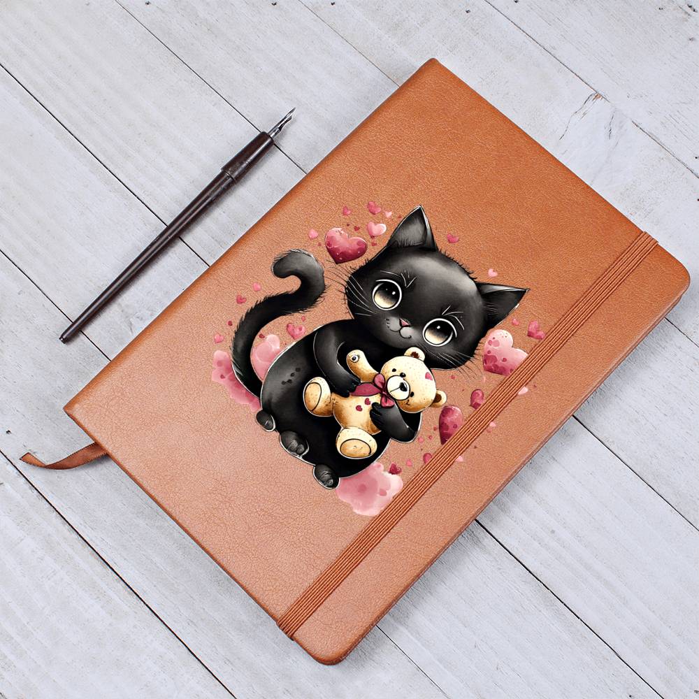 Valentine's Day Black Cat 038 - Vegan Leather Journal