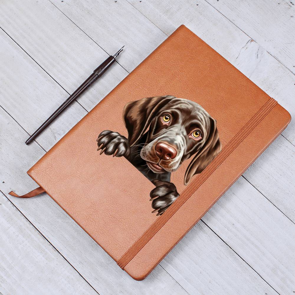 German Shorthaired Pointer Peeking - Vegan Leather Journal