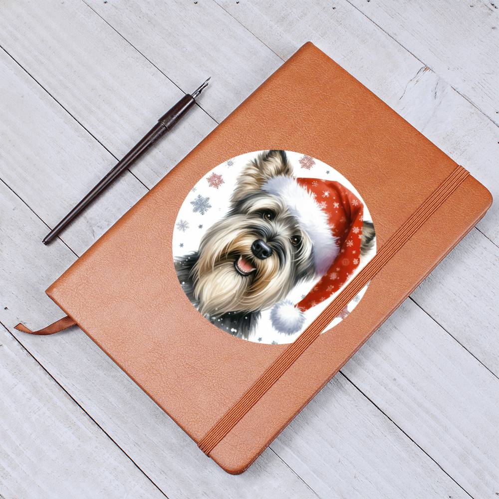 Christmas Dog - Cesky Terrier - Vegan Leather Journal