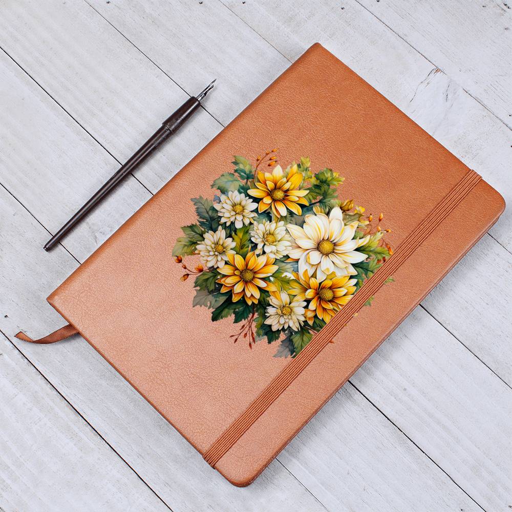 Floral Flower Wreath 041 - Vegan Leather Journal