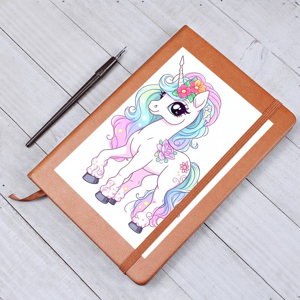 Cute Unicorn 096 - Vegan Leather Journal