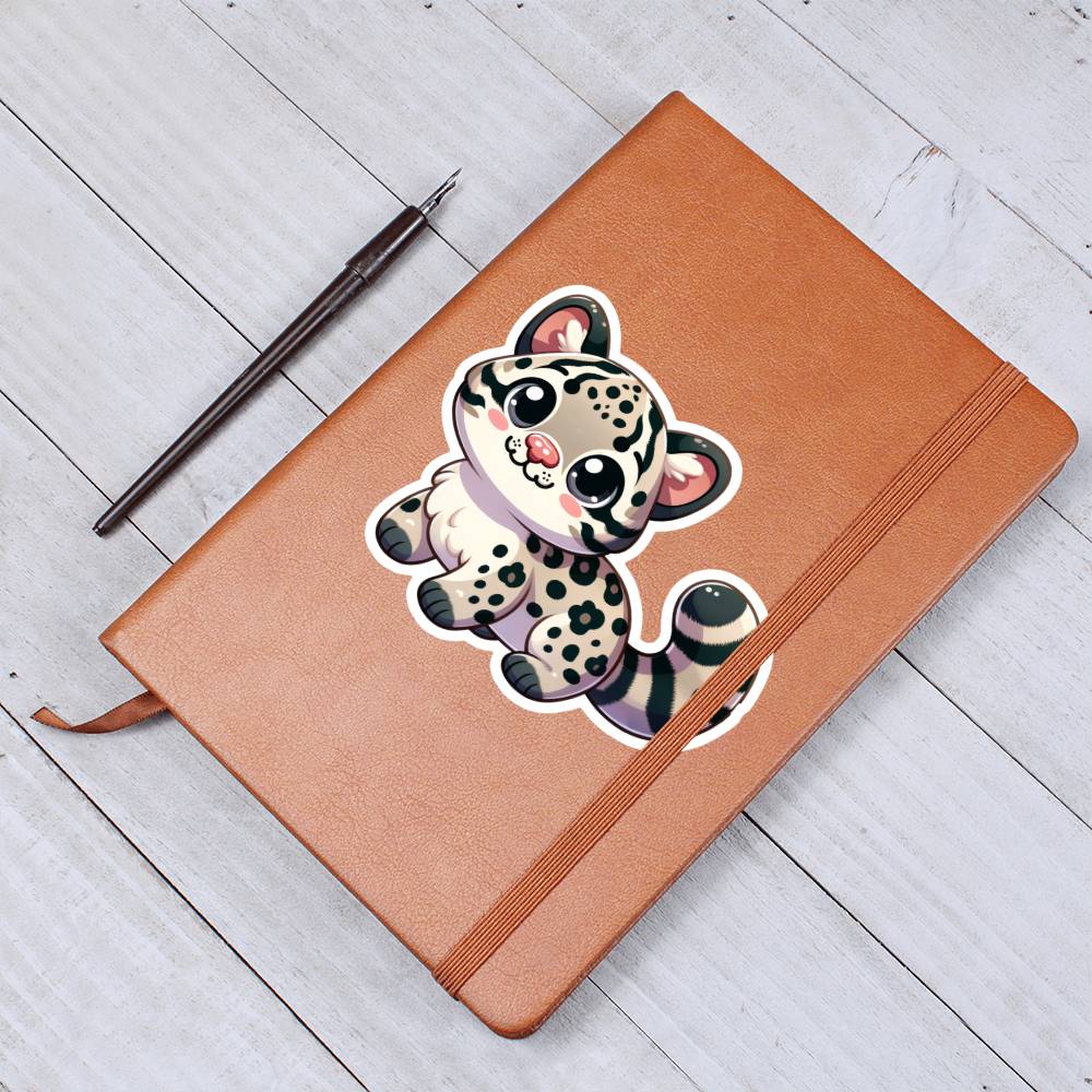 Cute Clouded leopard sticker 27 - Vegan Leather Journal