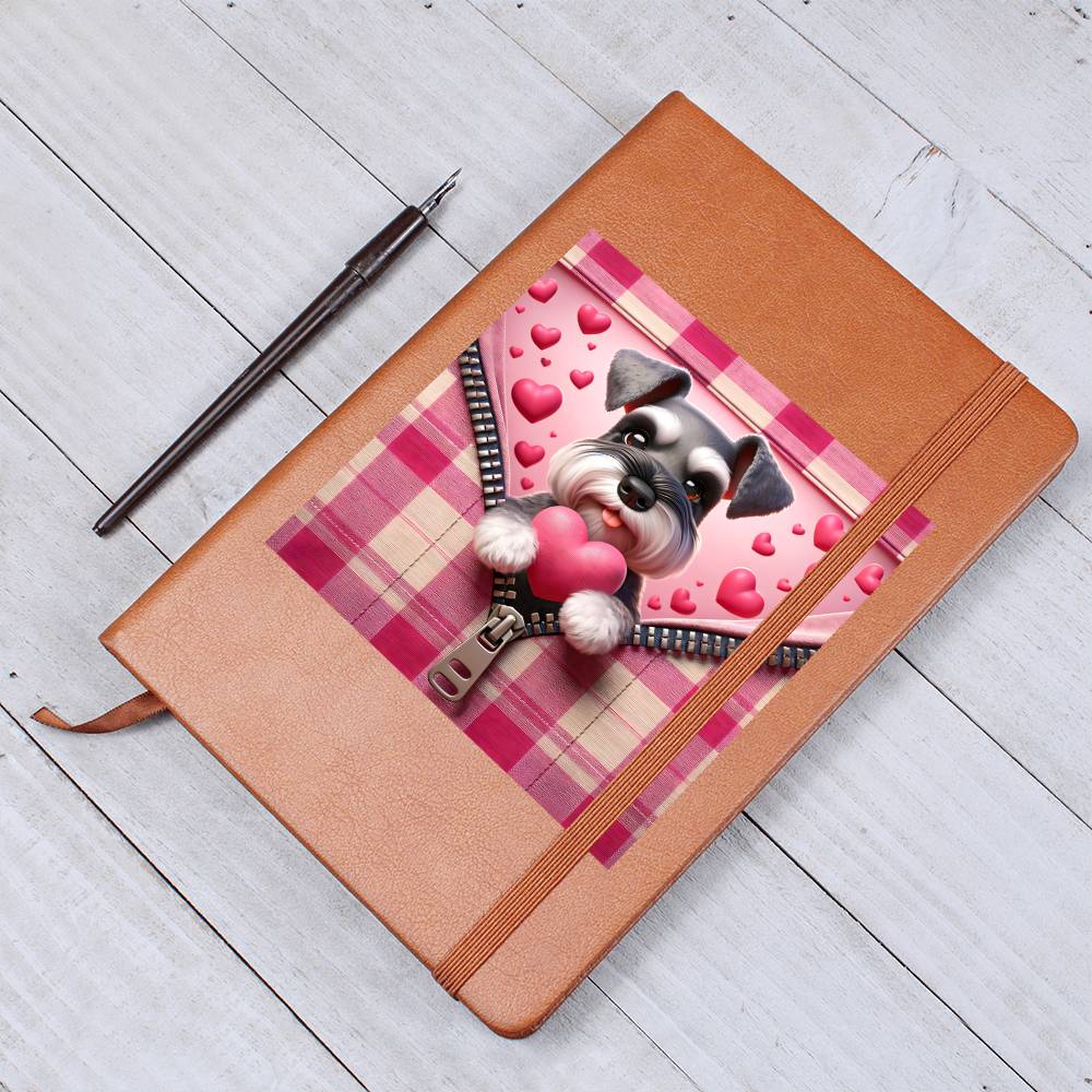 Valentine's Day Dog And Zipper 030 - Vegan Leather Journal