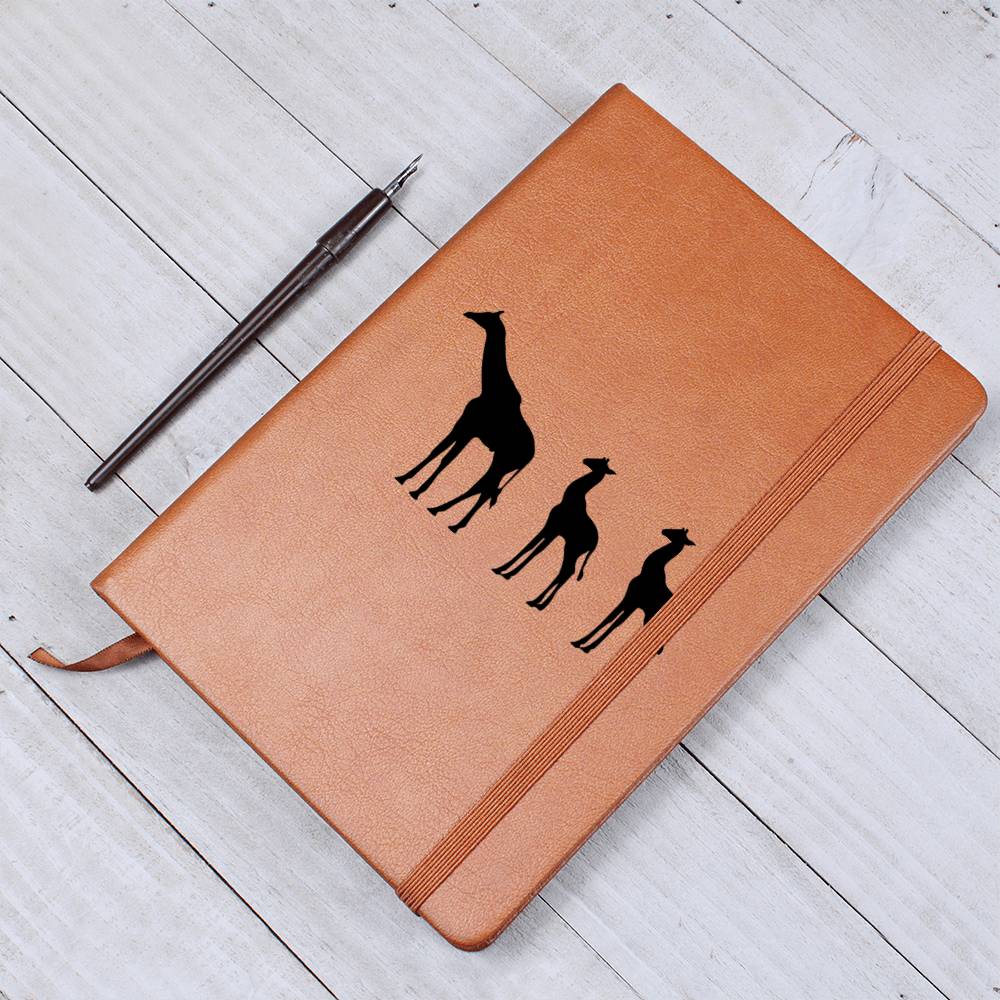 Mama Giraffe With 2 Calves - Vegan Leather Journal