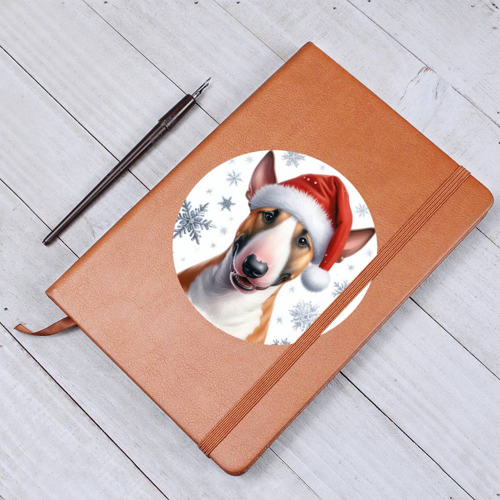 Christmas Dog - Miniature Bull Terrier - Vegan Leather Journal