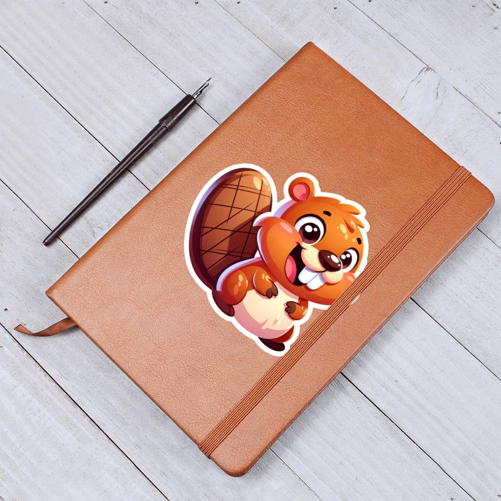 Cute Beaver sticker 10 - Vegan Leather Journal