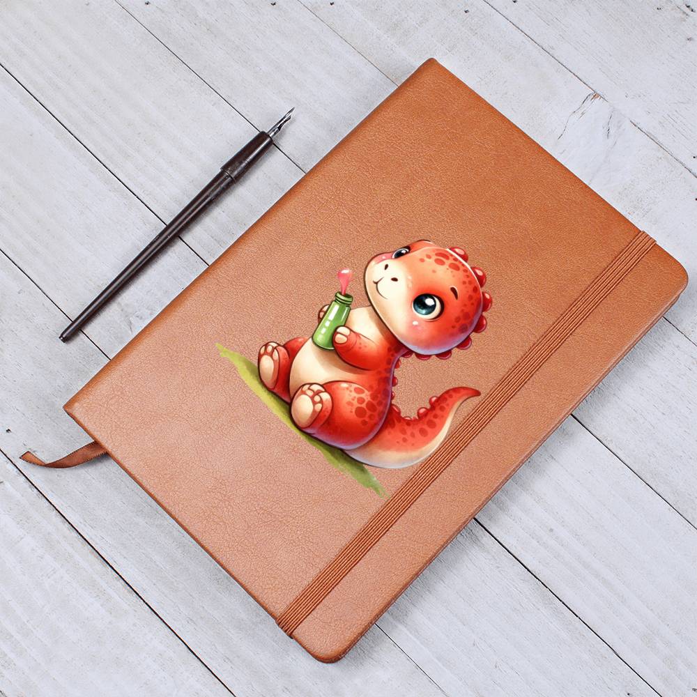 Colorful Baby Dinosaur 053 - Vegan Leather Journal