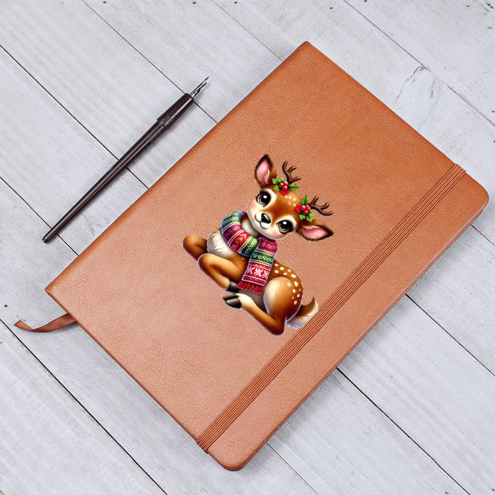 Cute Christmas Reindeer 005 - Vegan Leather Journal
