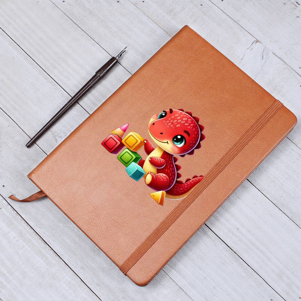 Colorful Baby Dinosaur 113 - Vegan Leather Journal