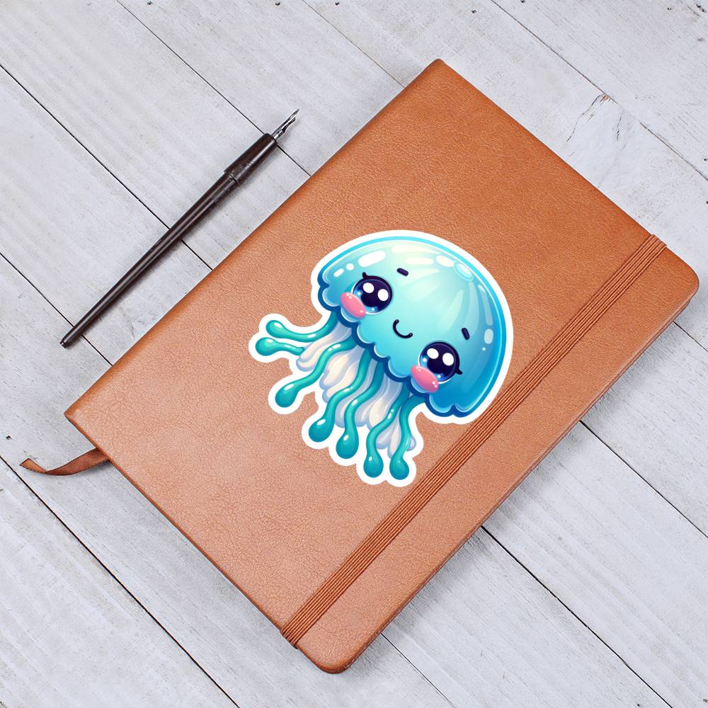Cute Jellyfish sticker 74 - Vegan Leather Journal