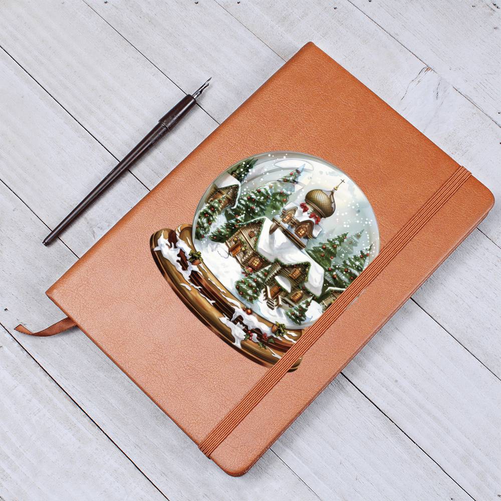 Watercolor Christmas Snow Globe 012 - Vegan Leather Journal