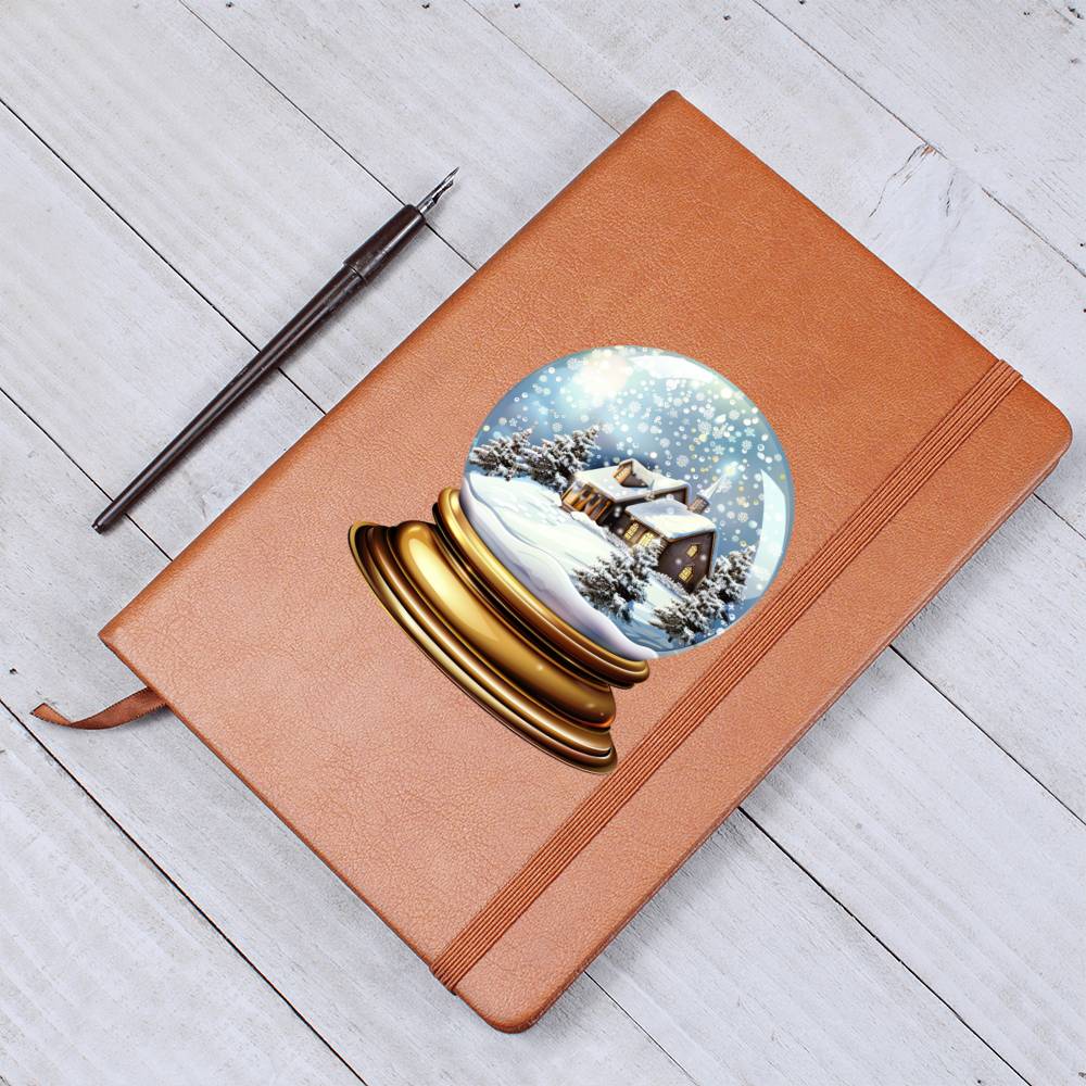 Watercolor Christmas Snow Globe 043 - Vegan Leather Journal