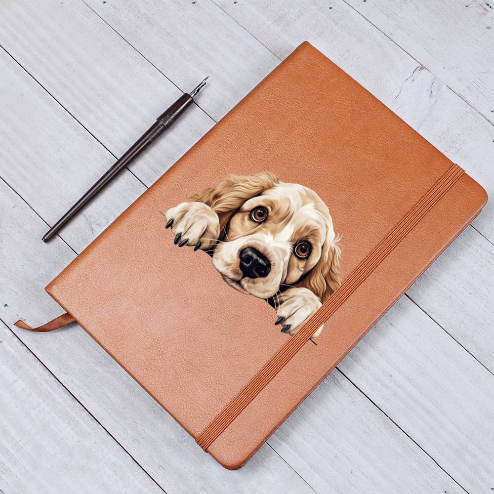 Clumber Spaniel Peeking - Vegan Leather Journal